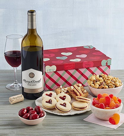 Valentine's Day Sweets Box with Wine